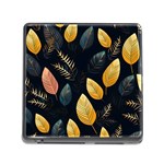 Gold Yellow Leaves Fauna Dark Background Dark Black Background Black Nature Forest Texture Wall Wall Memory Card Reader (Square 5 Slot)