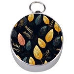Gold Yellow Leaves Fauna Dark Background Dark Black Background Black Nature Forest Texture Wall Wall Silver Compasses