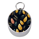 Gold Yellow Leaves Fauna Dark Background Dark Black Background Black Nature Forest Texture Wall Wall Mini Silver Compasses