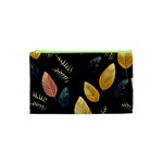 Gold Yellow Leaves Fauna Dark Background Dark Black Background Black Nature Forest Texture Wall Wall Cosmetic Bag (XS)