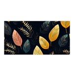 Gold Yellow Leaves Fauna Dark Background Dark Black Background Black Nature Forest Texture Wall Wall Satin Wrap 35  x 70 