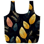 Gold Yellow Leaves Fauna Dark Background Dark Black Background Black Nature Forest Texture Wall Wall Full Print Recycle Bag (XXXL)