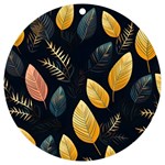 Gold Yellow Leaves Fauna Dark Background Dark Black Background Black Nature Forest Texture Wall Wall UV Print Acrylic Ornament Round
