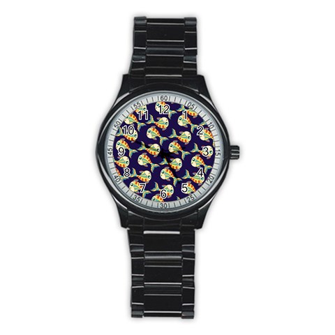 Fish Abstract Animal Art Nature Texture Water Pattern Marine Life Underwater Aquarium Aquatic Stainless Steel Round Watch from UrbanLoad.com Front