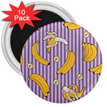 Pattern Bananas Fruit Tropical Seamless Texture Graphics 3  Magnets (10 pack) 