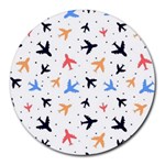 Airplane Pattern Plane Aircraft Fabric Style Simple Seamless Round Mousepad