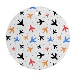 Airplane Pattern Plane Aircraft Fabric Style Simple Seamless Ornament (Round)