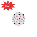Airplane Pattern Plane Aircraft Fabric Style Simple Seamless 1  Mini Buttons (10 pack) 