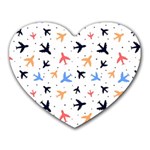 Airplane Pattern Plane Aircraft Fabric Style Simple Seamless Heart Mousepad