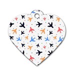 Airplane Pattern Plane Aircraft Fabric Style Simple Seamless Dog Tag Heart (One Side)