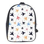 Airplane Pattern Plane Aircraft Fabric Style Simple Seamless School Bag (Large)