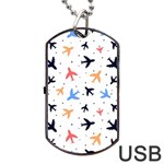 Airplane Pattern Plane Aircraft Fabric Style Simple Seamless Dog Tag USB Flash (One Side)