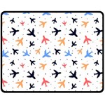 Airplane Pattern Plane Aircraft Fabric Style Simple Seamless Two Sides Fleece Blanket (Medium)