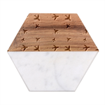 Airplane Pattern Plane Aircraft Fabric Style Simple Seamless Marble Wood Coaster (Hexagon) 