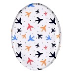 Airplane Pattern Plane Aircraft Fabric Style Simple Seamless Oval Glass Fridge Magnet (4 pack)