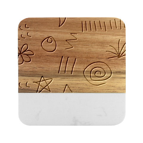 Abstract Leaf Nature Natural Beautiful Summer Pattern Marble Wood Coaster (Square) from UrbanLoad.com Front