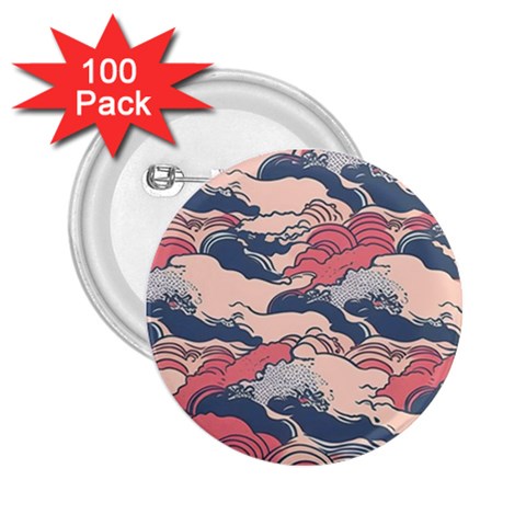 Waves Ocean Sea Water Pattern Rough Seas Digital Art Nature Nautical 2.25  Buttons (100 pack)  from UrbanLoad.com Front