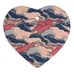 Waves Ocean Sea Water Pattern Rough Seas Digital Art Nature Nautical Heart Ornament (Two Sides)