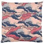 Waves Ocean Sea Water Pattern Rough Seas Digital Art Nature Nautical Standard Premium Plush Fleece Cushion Case (One Side)