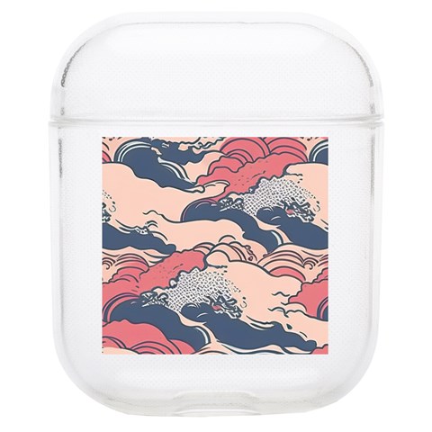 Waves Ocean Sea Water Pattern Rough Seas Digital Art Nature Nautical Soft TPU AirPods 1/2 Case from UrbanLoad.com Front