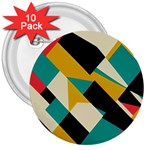 Geometric Pattern Retro Colorful Abstract 3  Buttons (10 pack) 