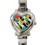 Geometric Pattern Retro Colorful Abstract Heart Italian Charm Watch