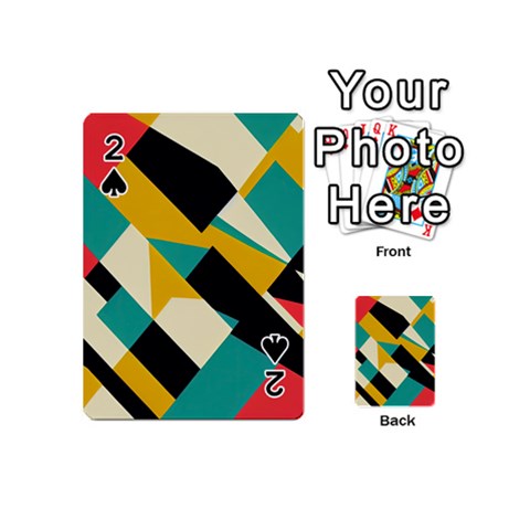 Geometric Pattern Retro Colorful Abstract Playing Cards 54 Designs (Mini) from UrbanLoad.com Front - Spade2