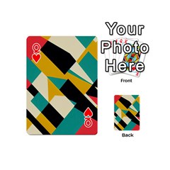 Queen Geometric Pattern Retro Colorful Abstract Playing Cards 54 Designs (Mini) from UrbanLoad.com Front - HeartQ