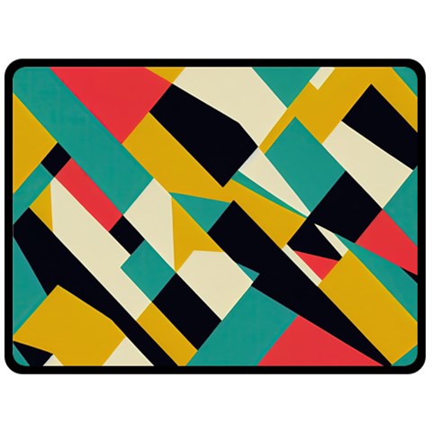 Geometric Pattern Retro Colorful Abstract Two Sides Fleece Blanket (Large) from UrbanLoad.com 80 x60  Blanket Front