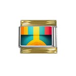 Colorful Rainbow Pattern Digital Art Abstract Minimalist Minimalism Gold Trim Italian Charm (9mm)