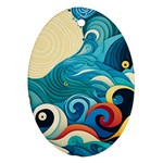 Waves Ocean Sea Abstract Whimsical Abstract Art Pattern Abstract Pattern Water Nature Moon Full Moon Ornament (Oval)