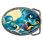 Waves Ocean Sea Abstract Whimsical Abstract Art Pattern Abstract Pattern Water Nature Moon Full Moon Belt Buckles