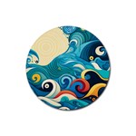 Waves Ocean Sea Abstract Whimsical Abstract Art Pattern Abstract Pattern Water Nature Moon Full Moon Rubber Coaster (Round)