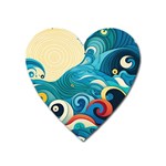 Waves Ocean Sea Abstract Whimsical Abstract Art Pattern Abstract Pattern Water Nature Moon Full Moon Heart Magnet