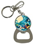 Waves Ocean Sea Abstract Whimsical Abstract Art Pattern Abstract Pattern Water Nature Moon Full Moon Bottle Opener Key Chain