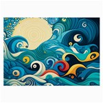 Waves Ocean Sea Abstract Whimsical Abstract Art Pattern Abstract Pattern Water Nature Moon Full Moon Large Glasses Cloth (2 Sides)
