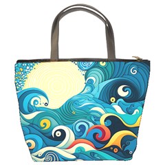 Waves Ocean Sea Abstract Whimsical Abstract Art Pattern Abstract Pattern Water Nature Moon Full Moon Bucket Bag from UrbanLoad.com Back