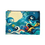 Waves Ocean Sea Abstract Whimsical Abstract Art Pattern Abstract Pattern Water Nature Moon Full Moon Cosmetic Bag (Large)