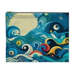 Waves Ocean Sea Abstract Whimsical Abstract Art Pattern Abstract Pattern Water Nature Moon Full Moon Cosmetic Bag (XL)