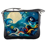 Waves Ocean Sea Abstract Whimsical Abstract Art Pattern Abstract Pattern Water Nature Moon Full Moon Messenger Bag
