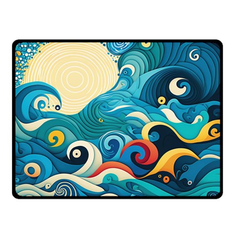 Waves Ocean Sea Abstract Whimsical Abstract Art Pattern Abstract Pattern Water Nature Moon Full Moon Two Sides Fleece Blanket (Small) from UrbanLoad.com 45 x34  Blanket Front