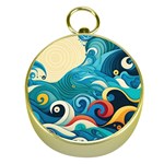 Waves Ocean Sea Abstract Whimsical Abstract Art Pattern Abstract Pattern Water Nature Moon Full Moon Gold Compasses