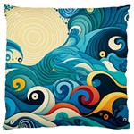 Waves Ocean Sea Abstract Whimsical Abstract Art Pattern Abstract Pattern Water Nature Moon Full Moon Large Premium Plush Fleece Cushion Case (One Side)