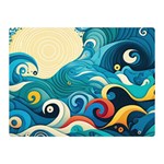 Waves Ocean Sea Abstract Whimsical Abstract Art Pattern Abstract Pattern Water Nature Moon Full Moon Two Sides Premium Plush Fleece Blanket (Mini)