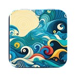 Waves Ocean Sea Abstract Whimsical Abstract Art Pattern Abstract Pattern Water Nature Moon Full Moon Square Metal Box (Black)