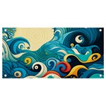 Waves Ocean Sea Abstract Whimsical Abstract Art Pattern Abstract Pattern Water Nature Moon Full Moon Banner and Sign 4  x 2 