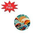 Waves Ocean Sea Abstract Whimsical Abstract Art Pattern Abstract Pattern Nature Water Seascape 1  Mini Magnet (10 pack) 