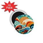Waves Ocean Sea Abstract Whimsical Abstract Art Pattern Abstract Pattern Nature Water Seascape 1.75  Magnets (10 pack) 