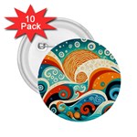 Waves Ocean Sea Abstract Whimsical Abstract Art Pattern Abstract Pattern Nature Water Seascape 2.25  Buttons (10 pack) 