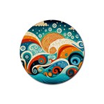 Waves Ocean Sea Abstract Whimsical Abstract Art Pattern Abstract Pattern Nature Water Seascape Rubber Coaster (Round)